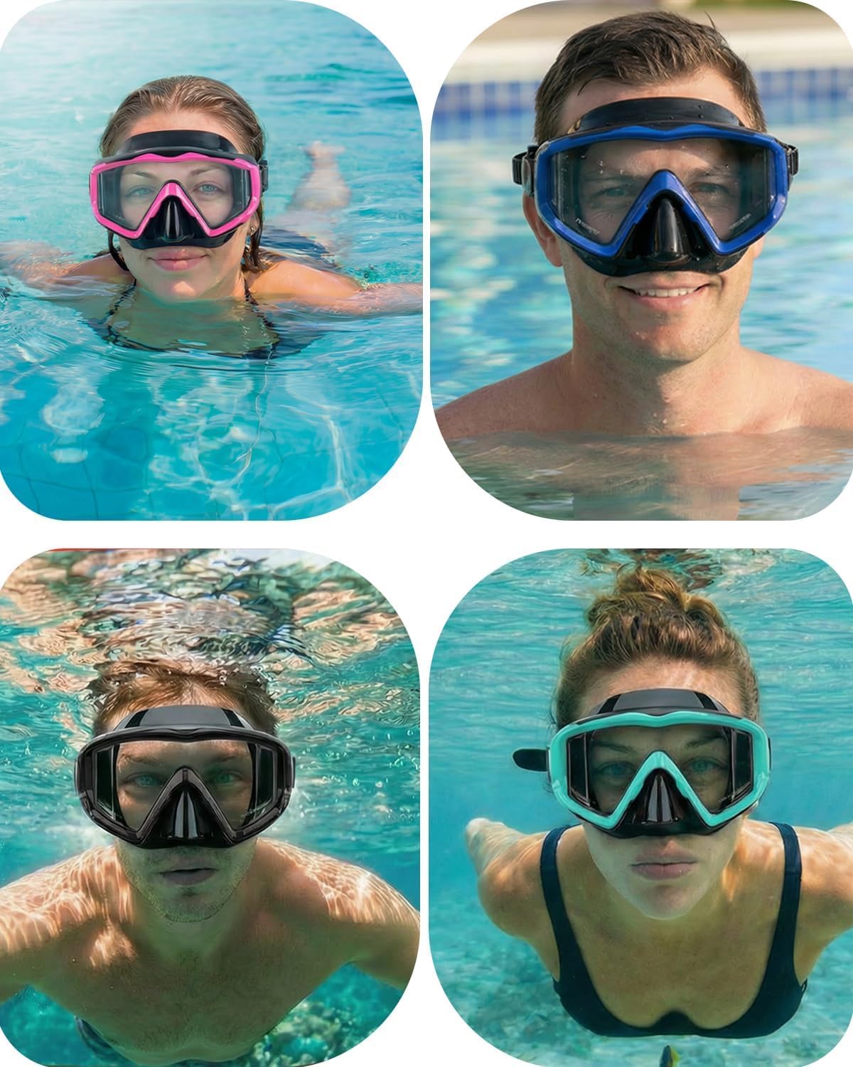 Diving mask Anti-Fog Swimming Snorkel mask Suitable for Adults Scuba Dive Swim Snorkeling Goggles Masks