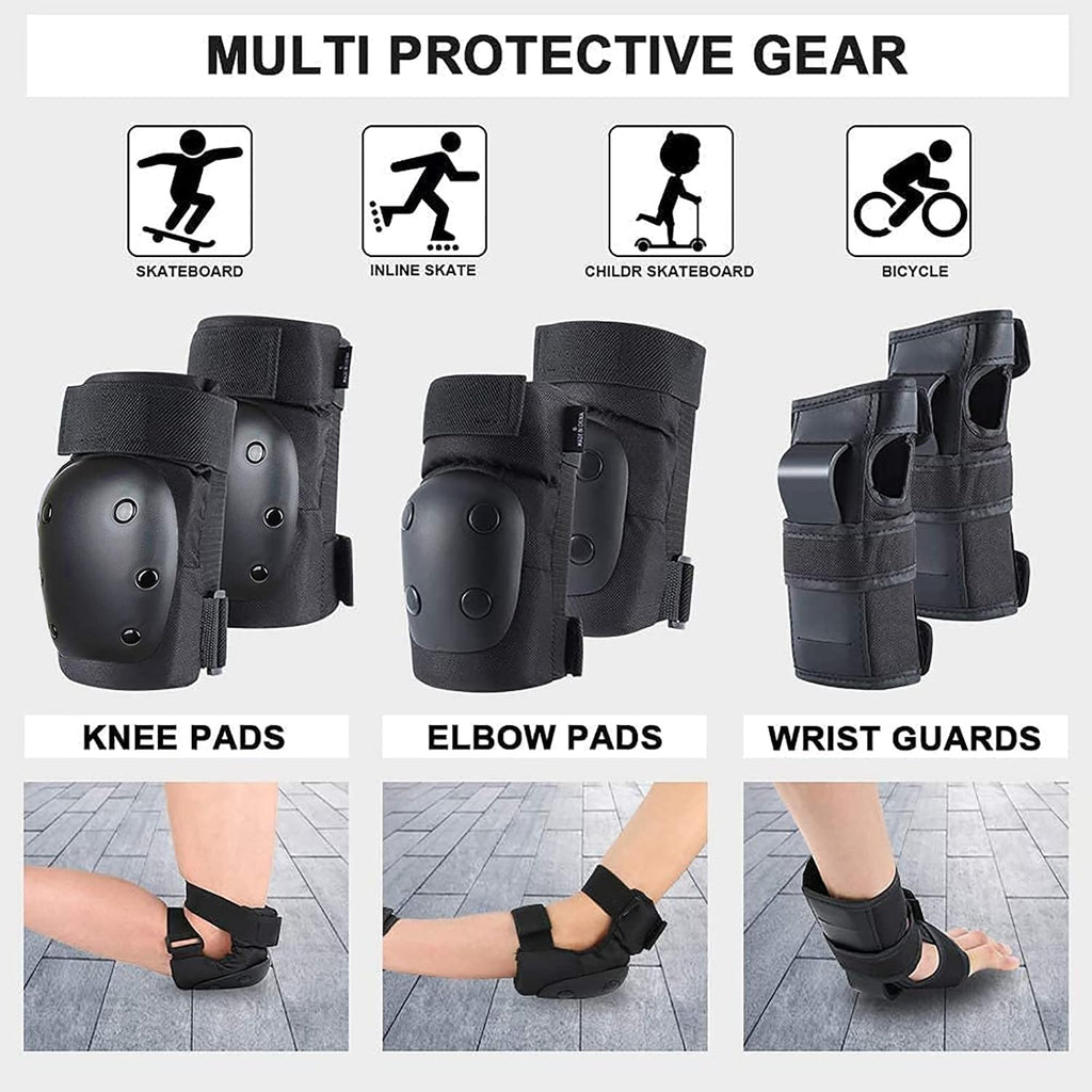 Adult Knee Pads Elbow Pads Wrist Guards for Adult Kids 6 in 1 Protective Gear Set for Skateboarding Biking Roller Skating Cycling Outdoor Sports