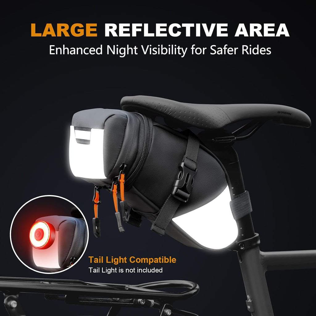 NDakter Bike Saddle Bag Expandable Under Seat Bicycle Seat Bag 1.5-2L