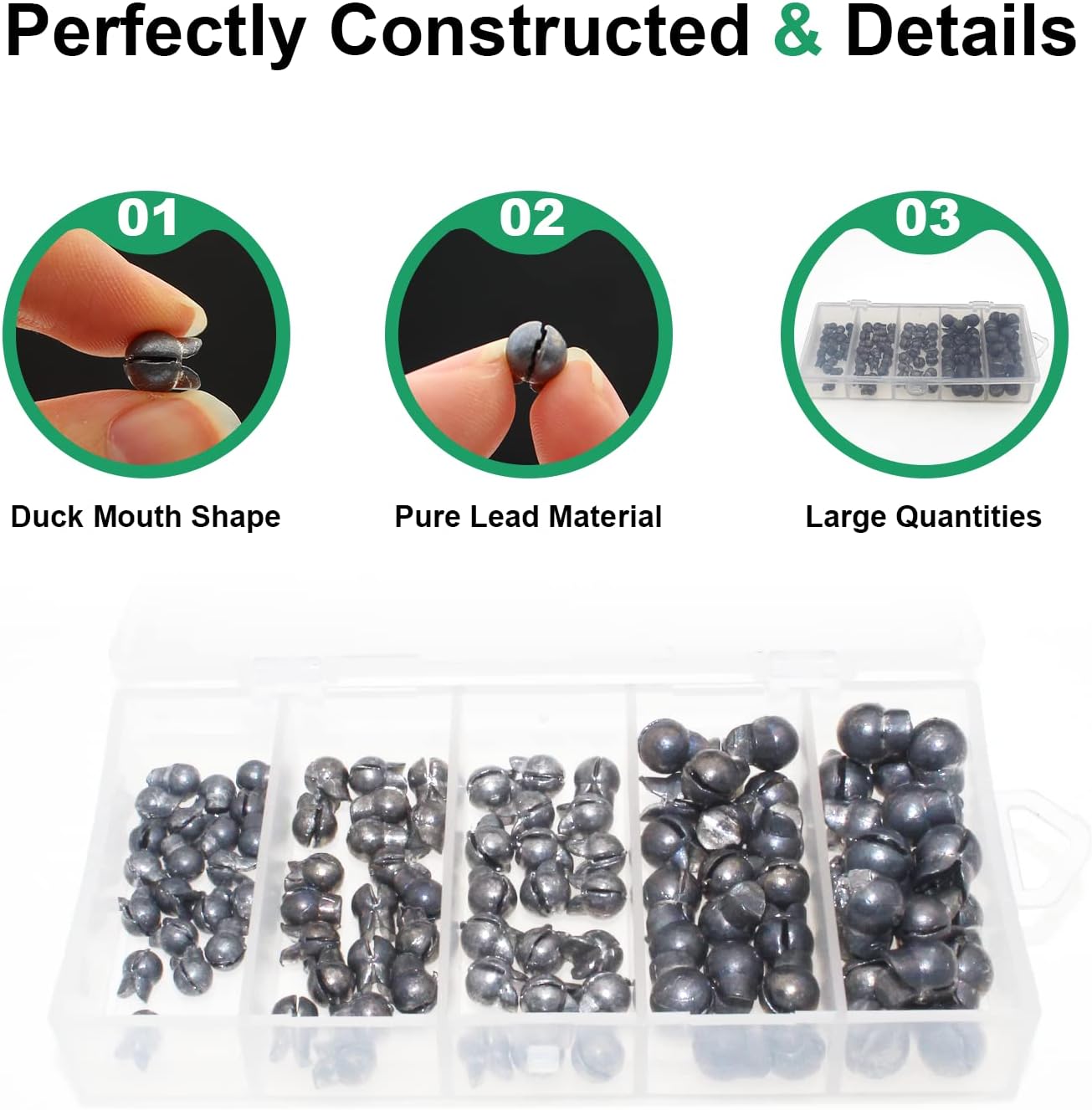 100pcs Fishing Weights Sinkers Kit, Round Removable Split Shot Sinker Weights, Small Fishing Lead Egg Weights, Fishing Accessories Equipment Gear Stuff Lead Shot Sinkers 5 Sizes