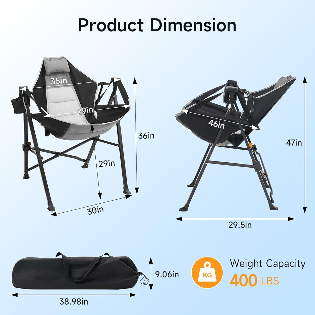 Hammock Camping Chair Set of 2 with Adjustable Backrest