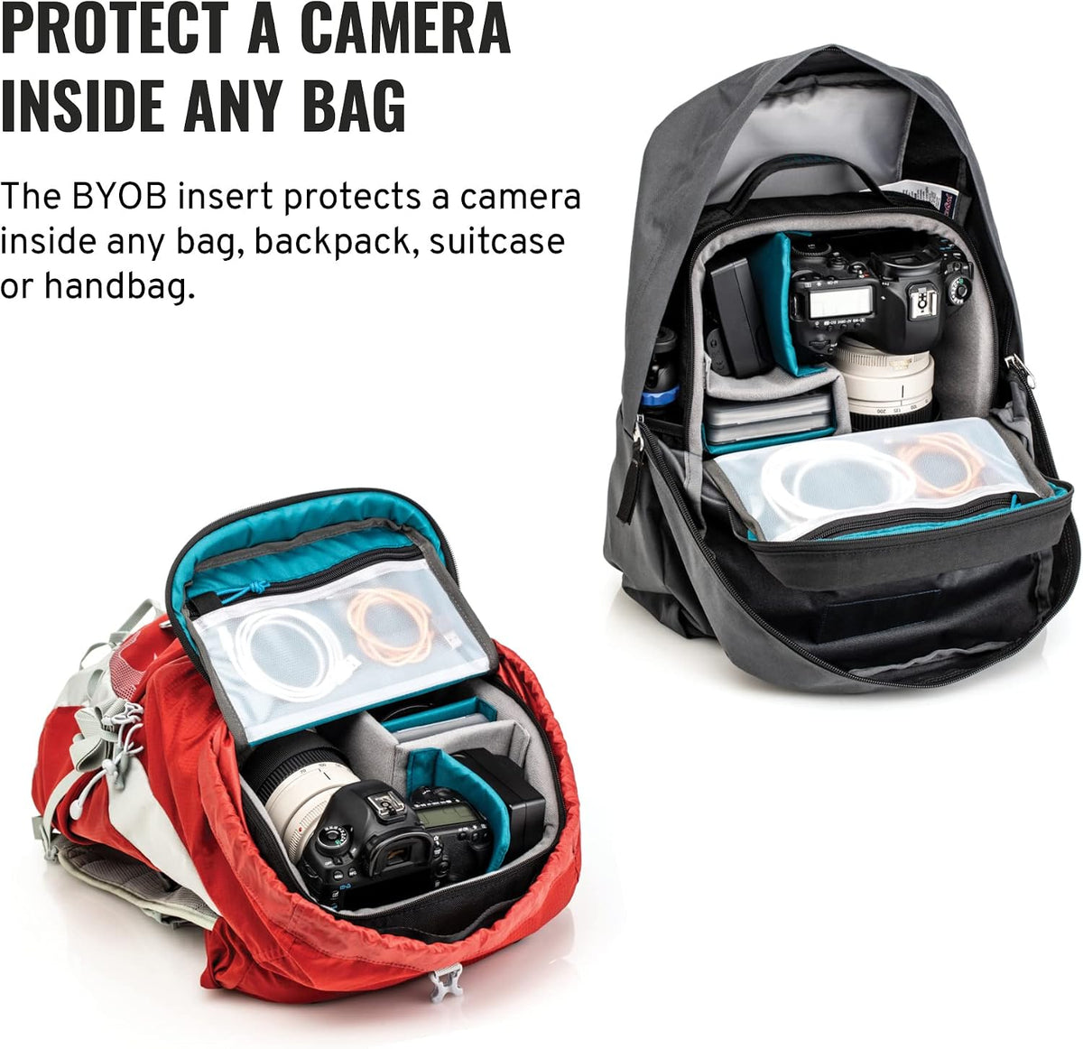 Tenba BYOB 10 DSLR Backpack Insert - Turns any bag into a camera bag for DSLR and Mirrorless cameras and lenses – Black (636-624)