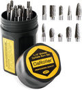CaRoller Carbide Burr Set,1/4" Shank,10PC Double Cut Die Grinder RotaryTool