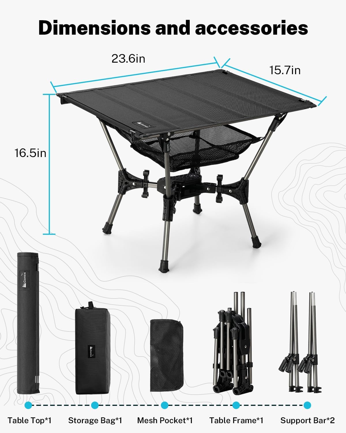 Gonex Portable Camping Table, Lightweight Foldable Camp Side Table