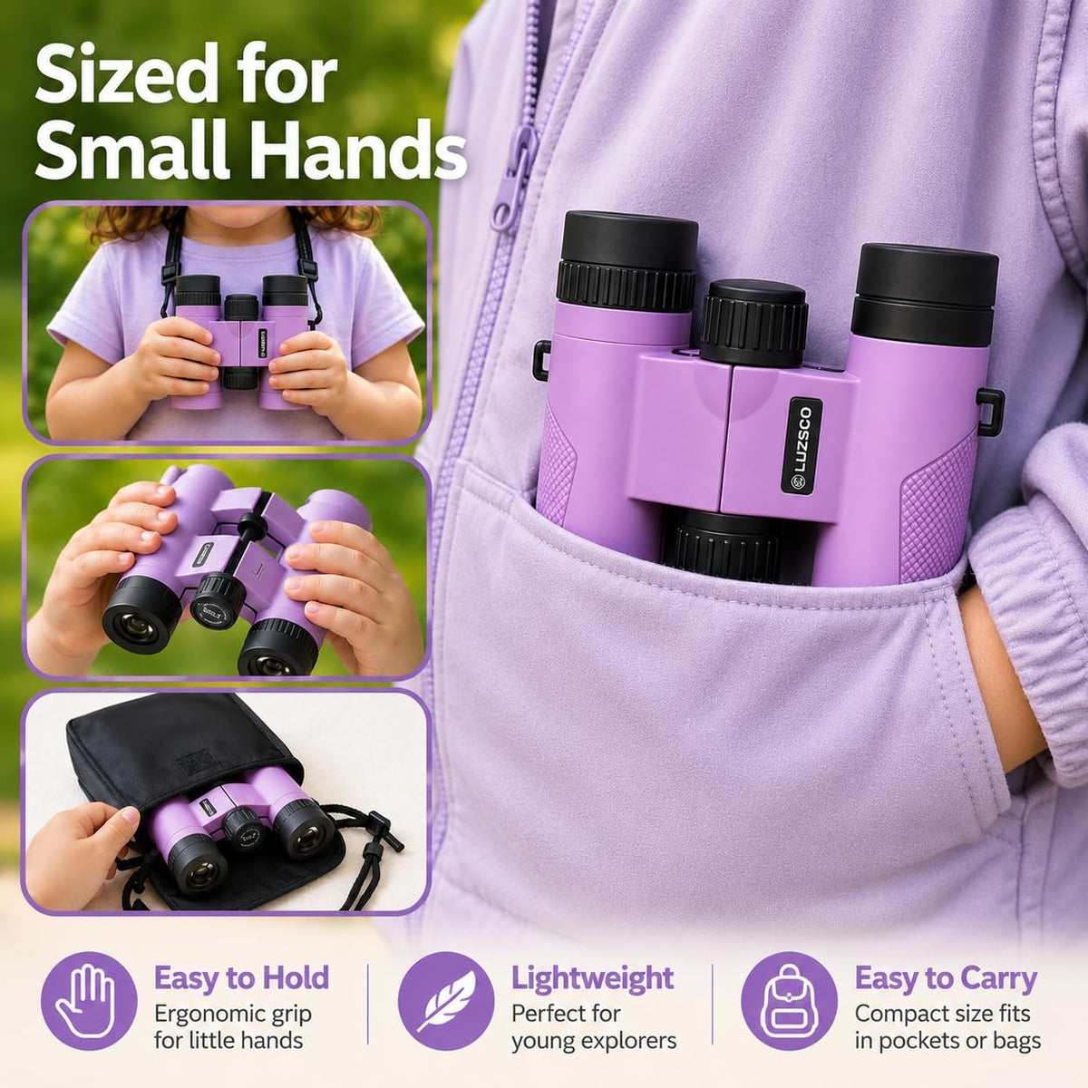 Binoculars for Kids 8-12, 10x25 Binoculars for Bird Watching - Purple
