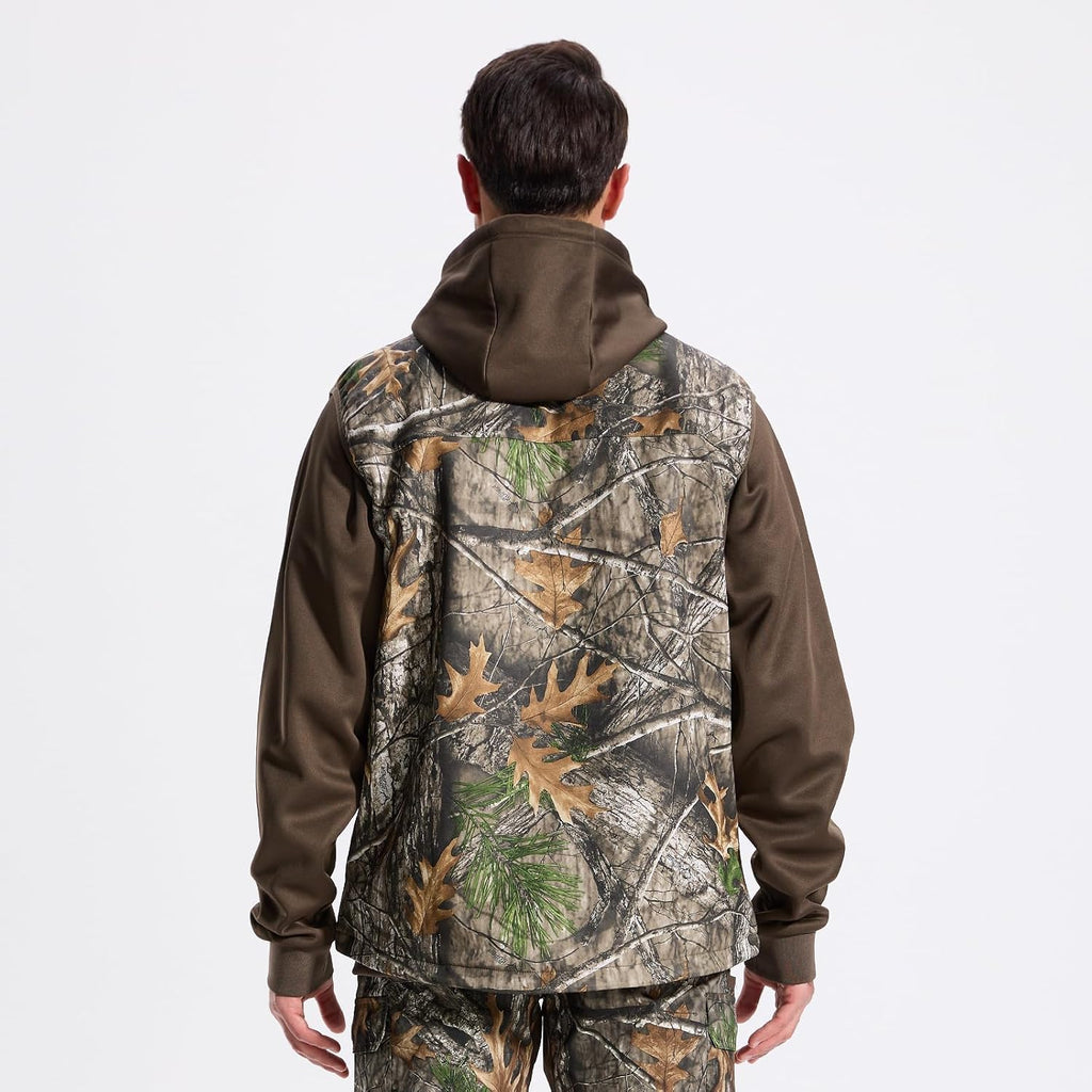 LOOGU Mens Camo Hunting Vest Water-Resistant Sleeveless Jacket with Pockets for Outdoor Fishing Hiking