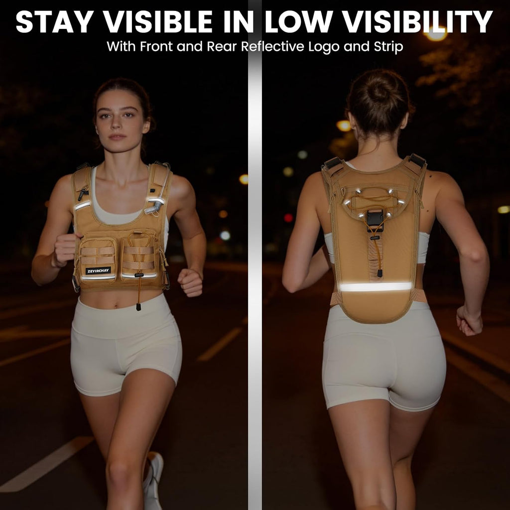 Hydration Pack Vest – Lightweight Chest Pack 2.0L Hands-Free Water Bladder Backpack, Reflective Strips, Adjustable Fit for Men and Women, Ideal for Marathon, Trail Running, Hiking, Cycling