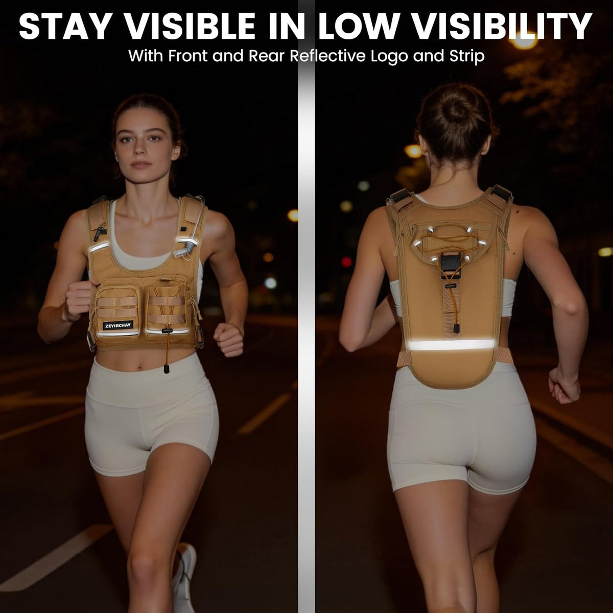 Hydration Pack Vest – Lightweight Chest Pack 2.0L Hands-Free Water Bladder Backpack, Reflective Strips, Adjustable Fit for Men and Women, Ideal for Marathon, Trail Running, Hiking, Cycling