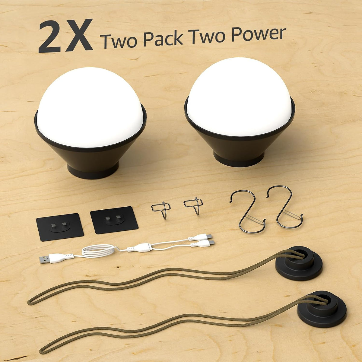 2-Pack LED Camping Lantern Rechargeable 5000mAh with Magnetic, 600LM Waterproof Battery Powered Hanging Tent Light, Cordless Portable Dimmable for Power Outages Hunting Survival Gear Outdoor