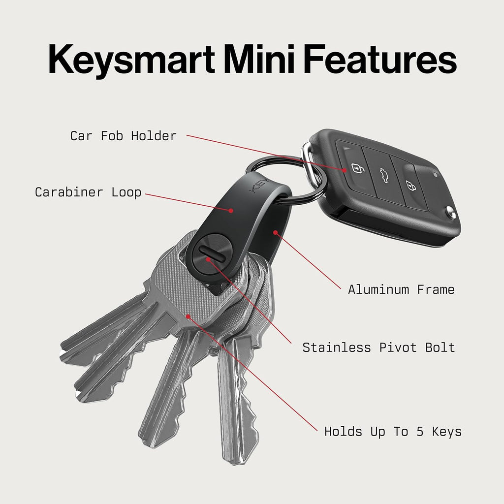 KeySmart Mini - Keychain Key Holder - Compact Key Organizer for Key Chain, Clutter-Free Minimalist Compact EDC Key Chains