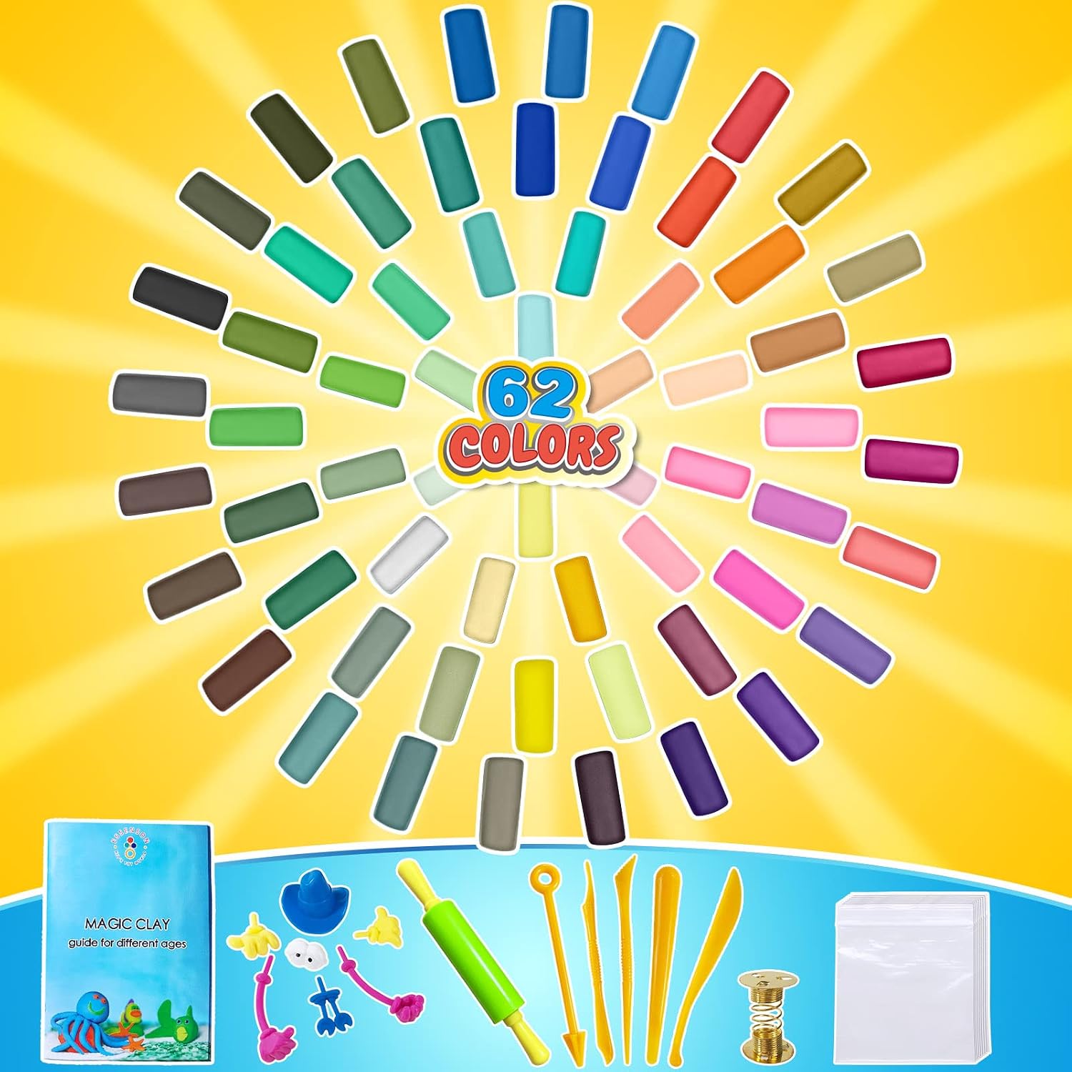 ESSENSON Modeling Clay Kit, 62 Colors, Age 3-12