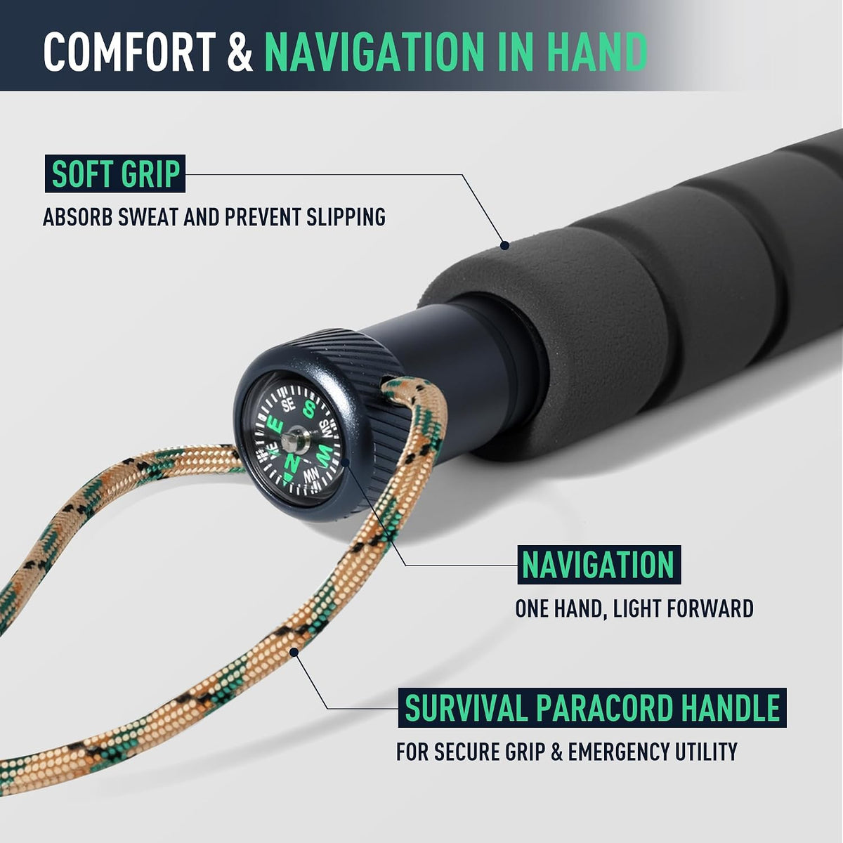 Tactical Hiking Stick Trekking Pole Multifunctional Aluminum