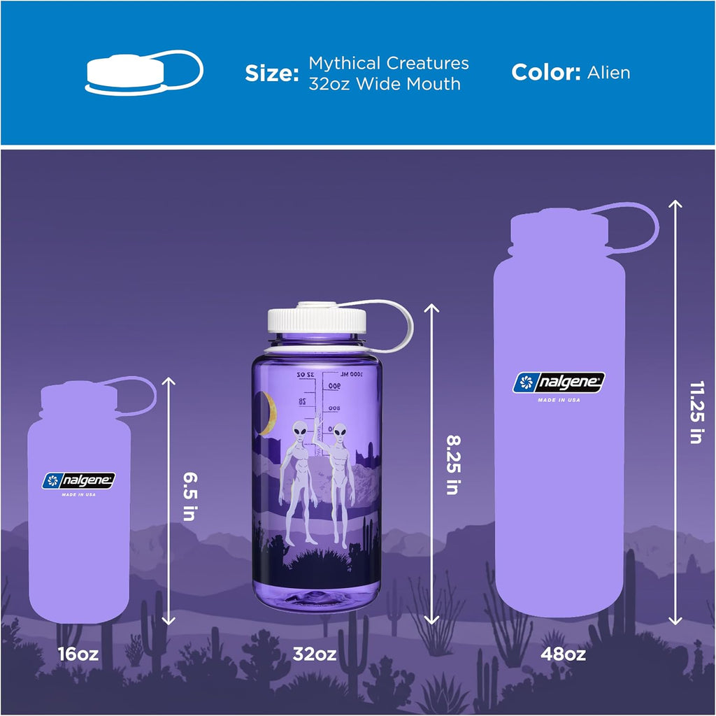 Nalgene 32 oz Wide Mouth Water Bottle, Aliens