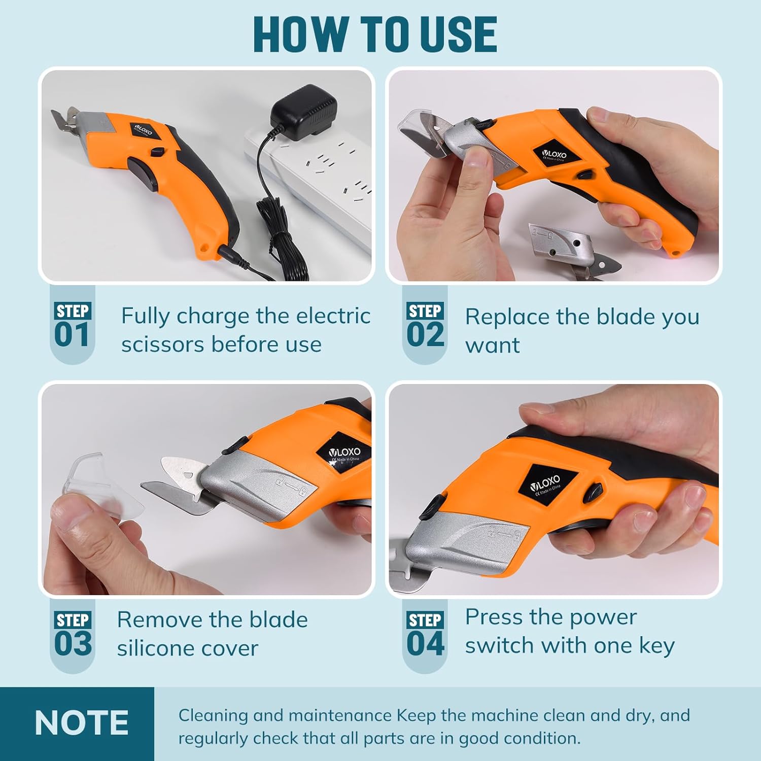 VLOXO Electric Scissors 10000RPM Electric Box Cutter for Cardboard