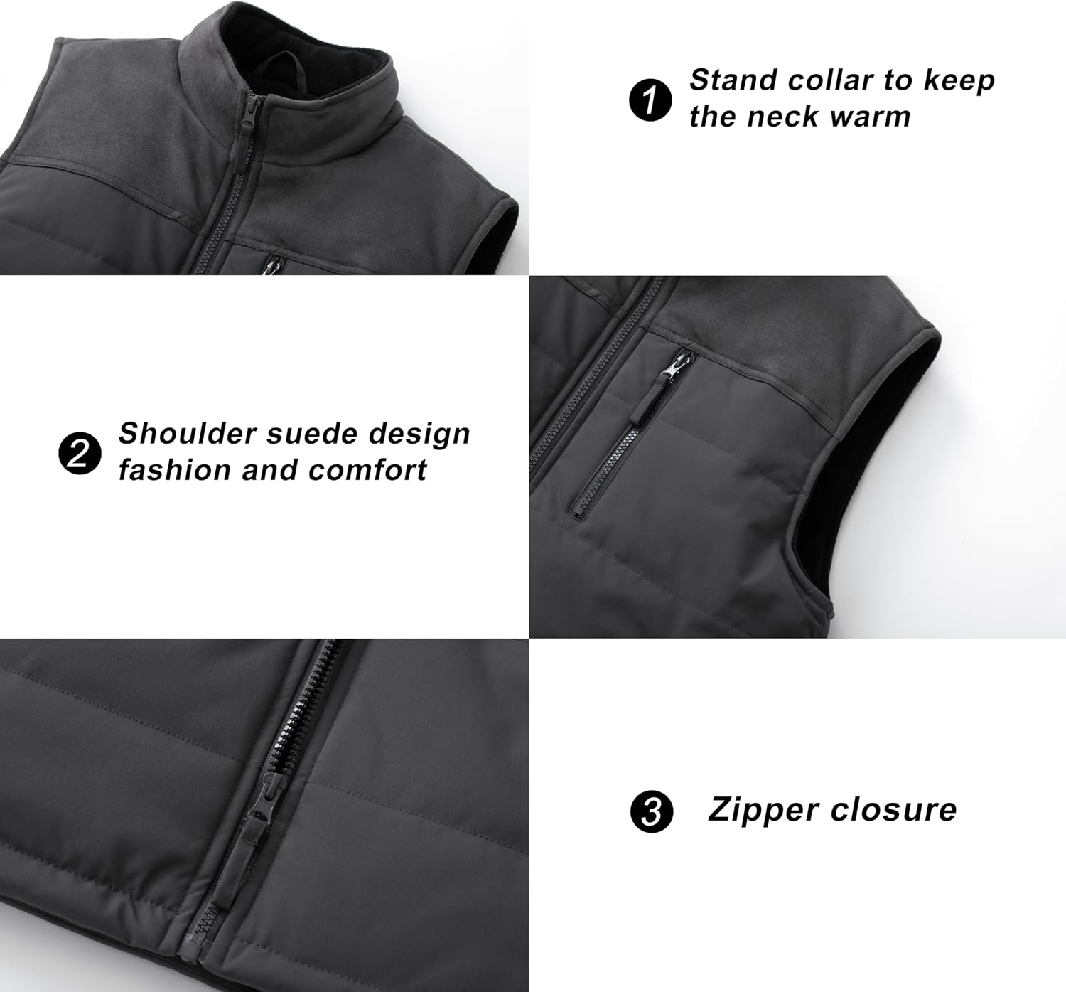 VtuAOL Men's Casual Fleece Lined Vest Outdoor Lightweight Vest Sleeveless Jacket for Travel Hiking