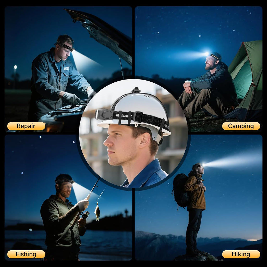 ATDOALL Rechargeable LED Headlamp, 6 Pack Lightweight Head Lamps for Hiking
