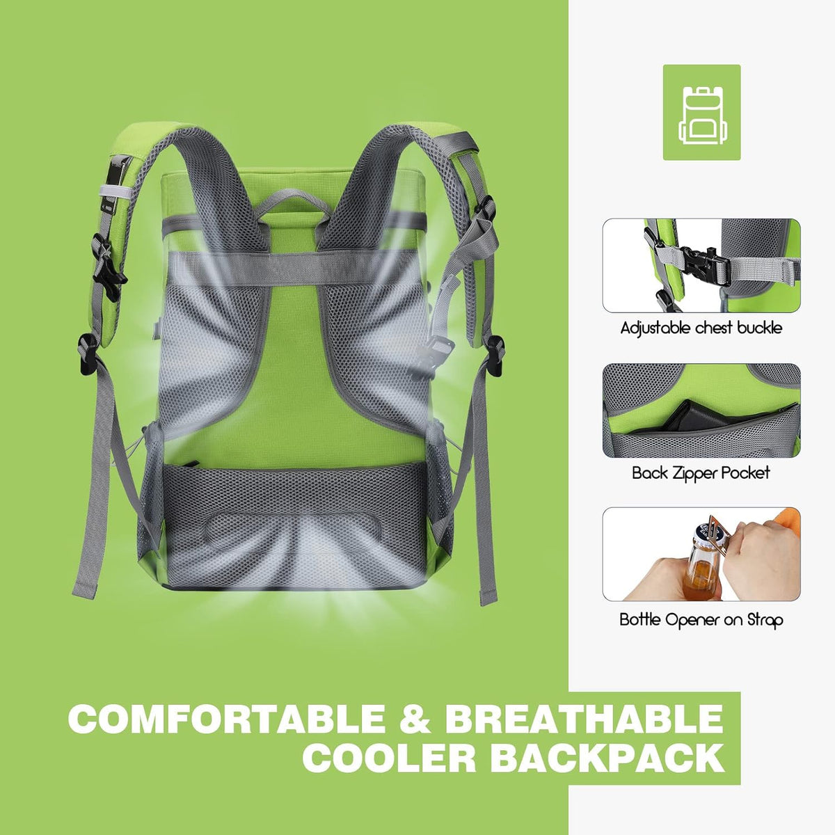 Maelstrom 35/50Can Insulated Cooler Backpack, Leakproof Soft Lunch Ice Bag