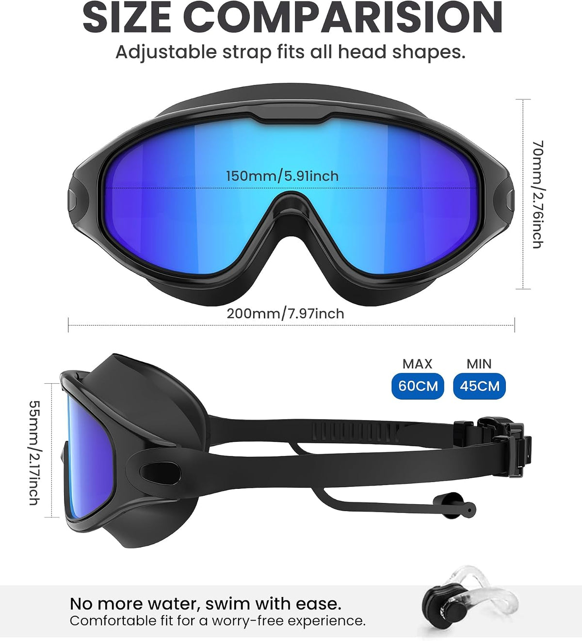 NSSIW Swim Goggles,Anti-Fog UV 180°Clear View Swimming Goggles,3 Pack Goggles Swimming Adult Men Women Youth