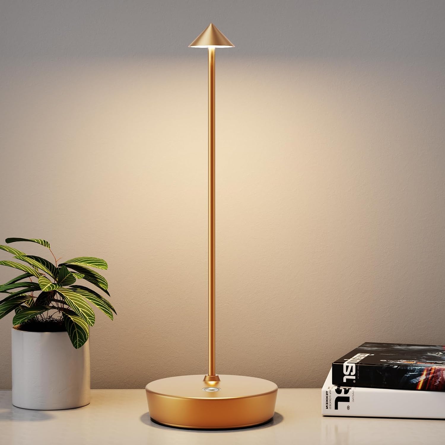 2Pack Rechargeable Cordless Table Lamp, Portable Powered LED Battery 6000mAh Metal USB Desk Lamp, 3 Levels Brightness Light for Restaurants Outdoor (2pack Silver)