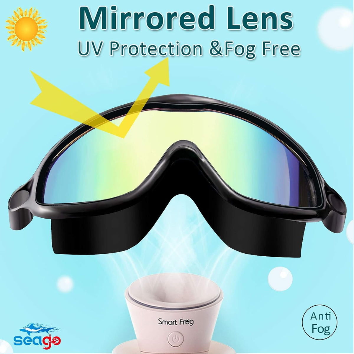 Seago Swim Goggles for Kids 3-14 Anti-Fog & UV Wide Clear View Boys Girls