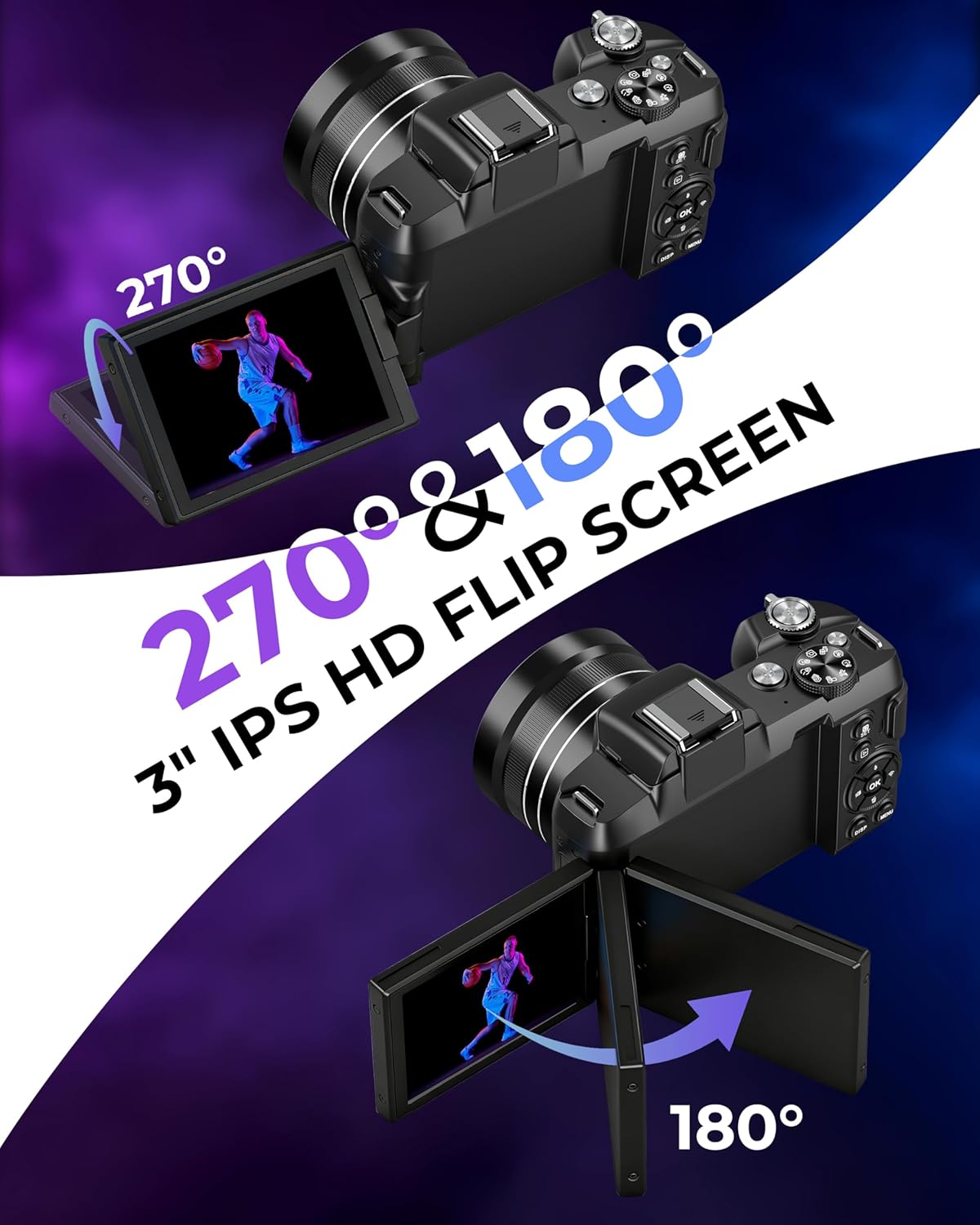 5K Digital Cameras for Photography 80MP WiFi UHD Autofocus Vlogging Camera