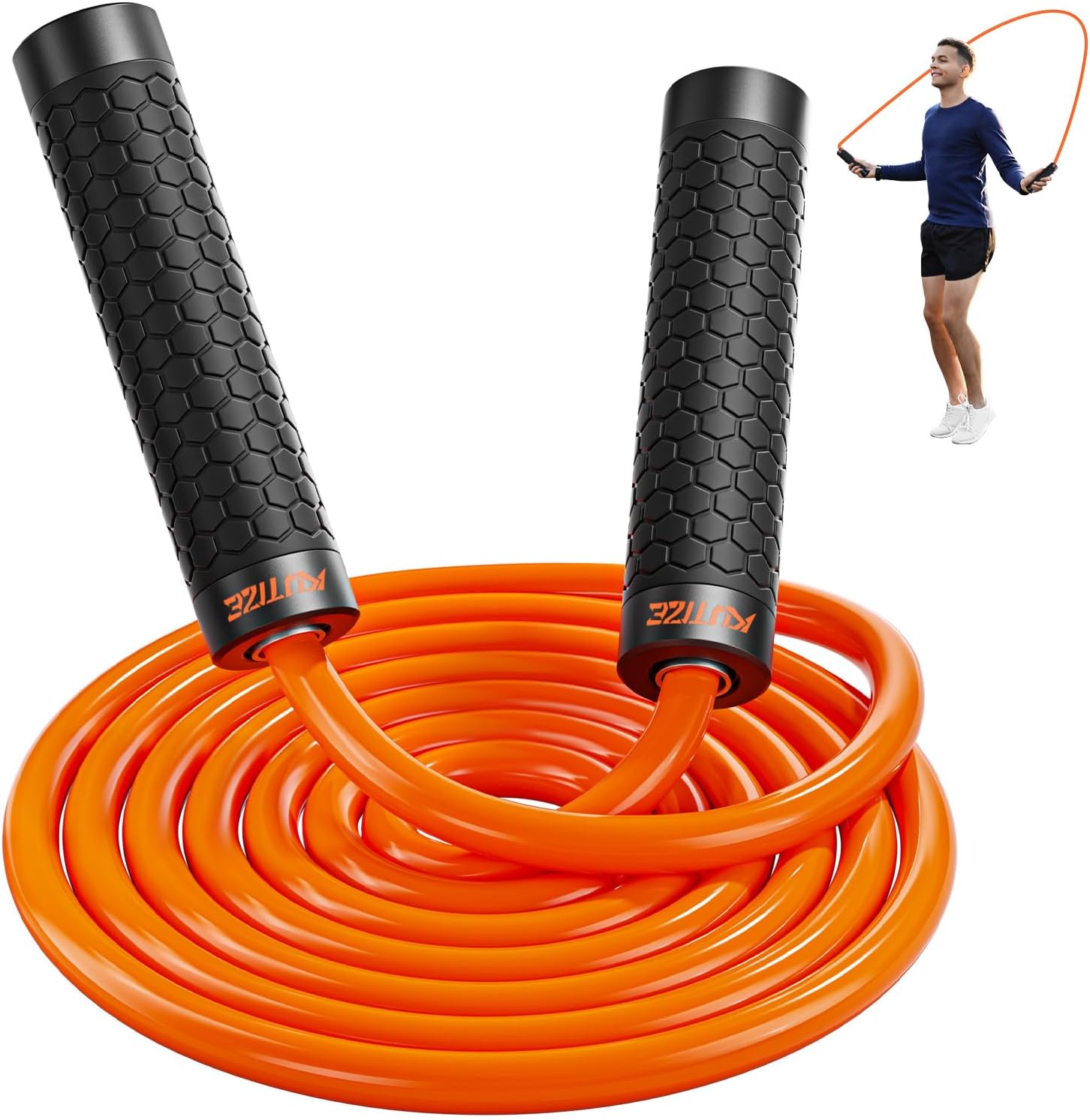 KUTIZE Jump Rope, Weighted Jump Rope for Men Women, Adjustable 1lb Heavy Skipping Ropes, Suitable for Boxing, Cardio, Home Fitness, Training Muscle, Home Gym Workout Equipment for Full Body Exercise