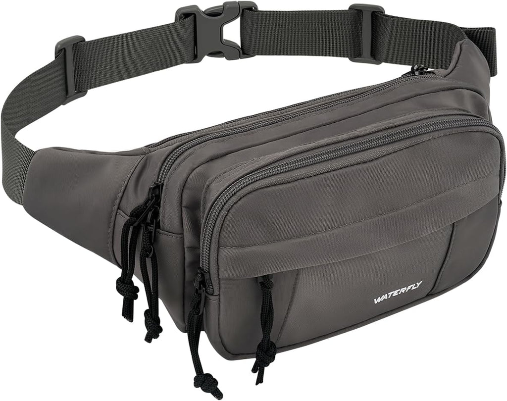 WATERFLY Fanny Pack Waist Bag: 2.5L Large 5 Zipper Pockets for Women Men