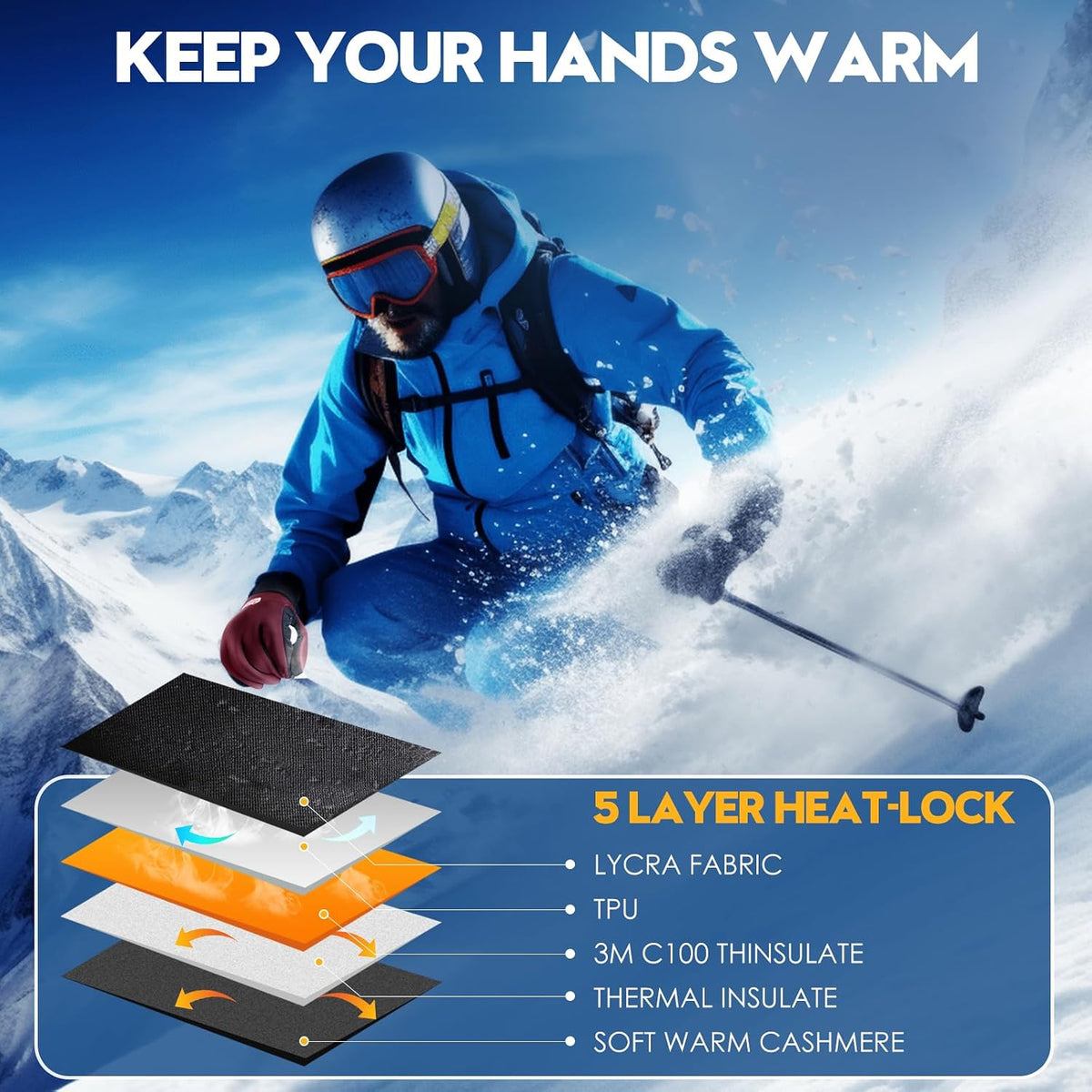 Bruvoalon Winter Gloves for Women & Men, 3M Thermal Insulation, Lycra Fabric, Touchscreen, Anti-Slip