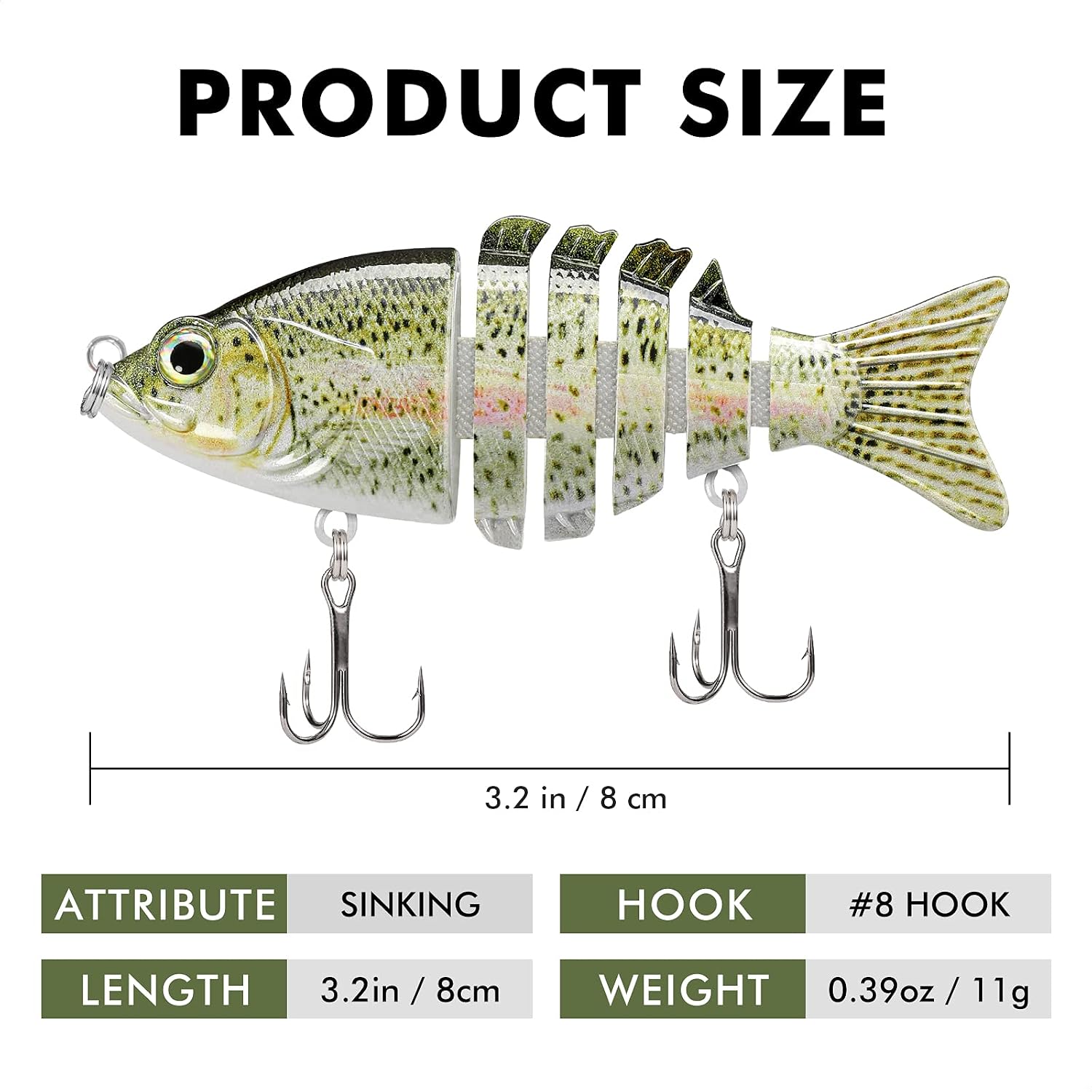 TRUSCEND Swimmax Easy Catch Fishing Lures with BKK Hooks, Wiggling, Vibrating, Rattling and Gurgling for More Bites, Heavy-Duty Dyneema Fiber Jointed Swimbaits for Bass, Trout, Crappie, Walleye, Pike