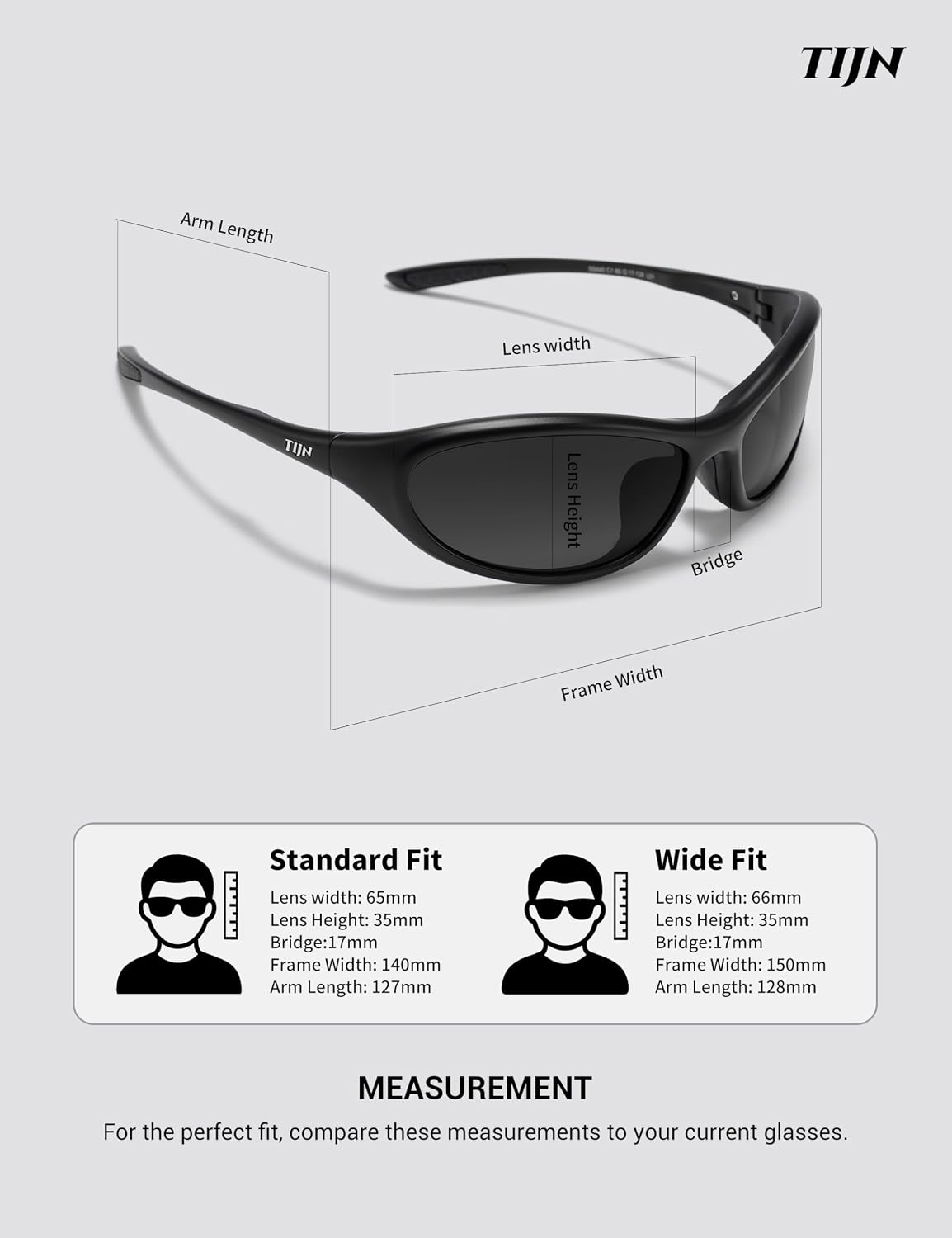 TIJN Sports Sunglasses UV400 Wraparound for Men Women Cycling, Vanta