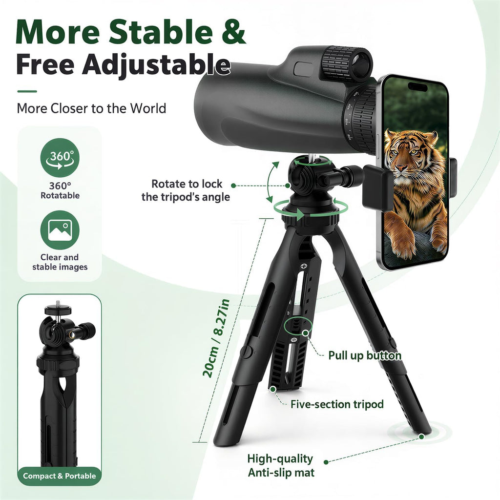 Monocular-Telescope 80x100 High Powered Monoculars High Definition for Adults High Powered with Smartphone Adapter Telescope Bird Watching Travel Camping Hiking