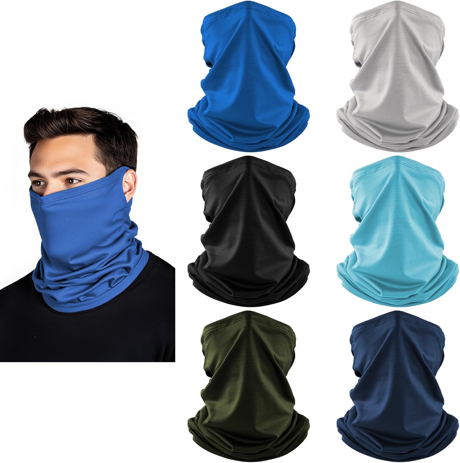 HONGTEYA 6 Pack Summer Neck Gaiter, UV Protection Cooling Face Mask Breathable Bandana Head Scarf Face Cover for Men Women