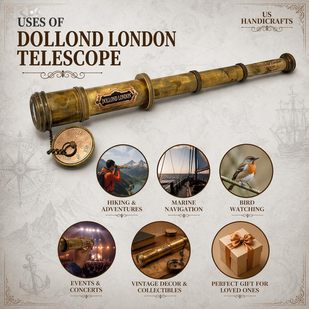 Antique Style Marine Sailor Dollond London Spyglass | 16" Brass Telescope with High-Resolution Optics, Vintage Maritime Collectible, Nautical Decor, Gift for Sailors by Commando Antique