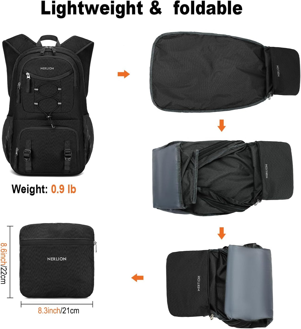 Nerlion 35L Hiking Backpack Travel Backpack for Men Women Camping Waterproof Outdoor Hiking Daypack Lightweight Backpack Black