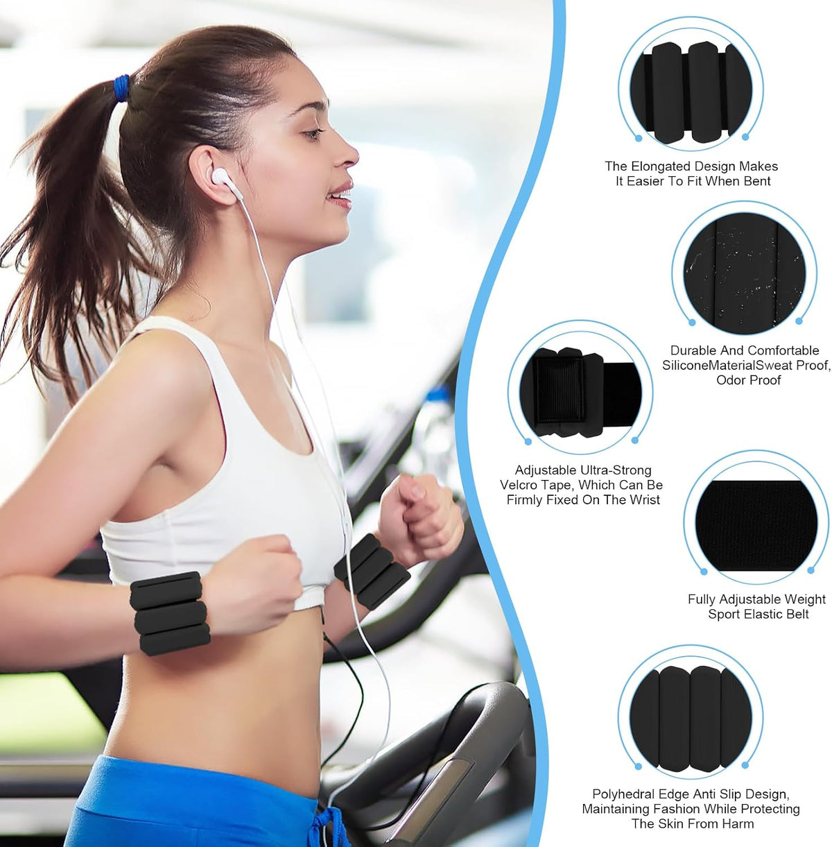 Wrist Weights Set of 2, Wearable Arm & Leg Weights for Women & Men, Adjustable Wrist Ankle Weights for Walking, Yoga, Swimming, Gym, 2lb