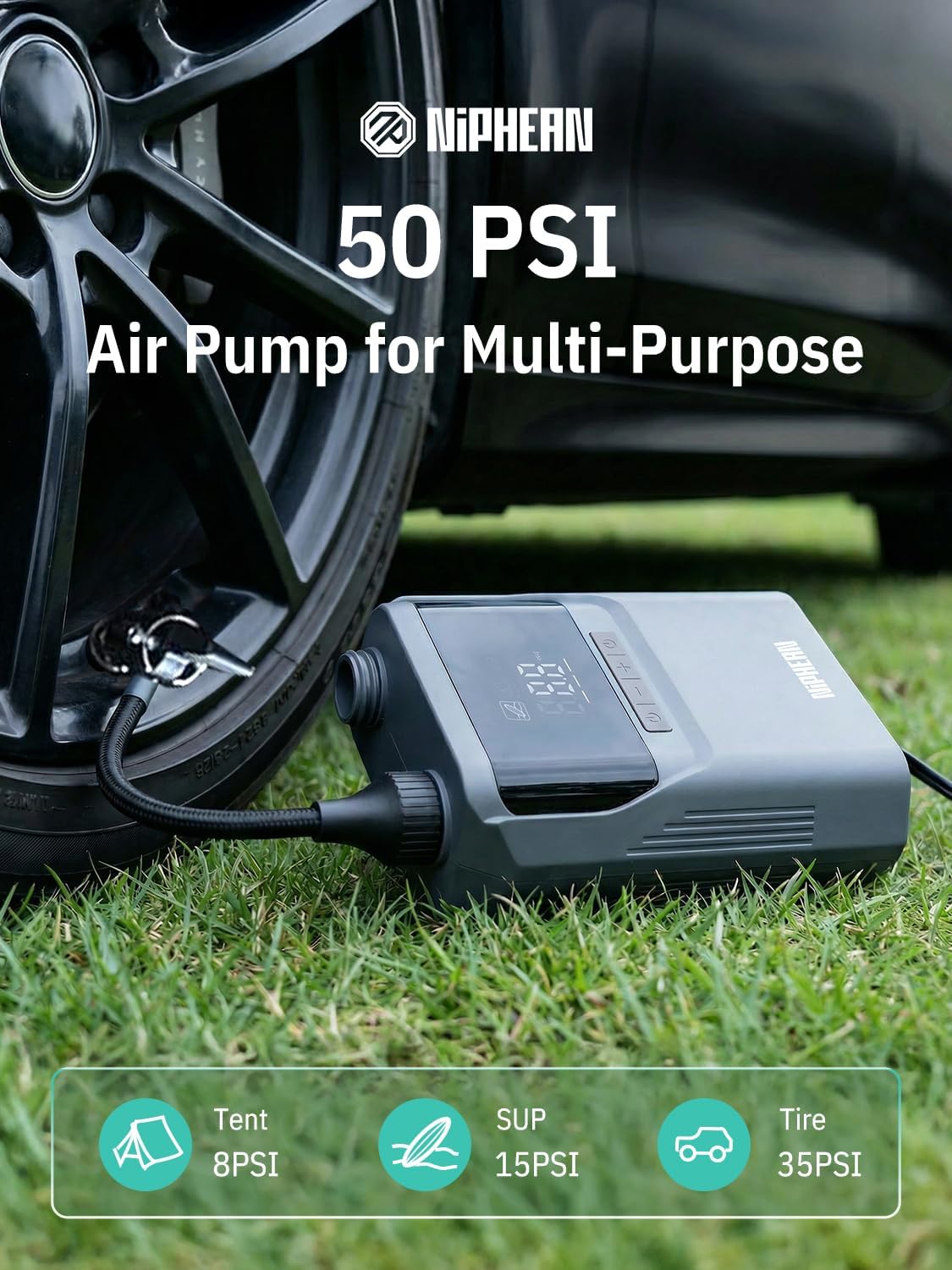 Niphean Paddle Board Electric Pump, 50 PSI Automatic Dual Stage Air Pump