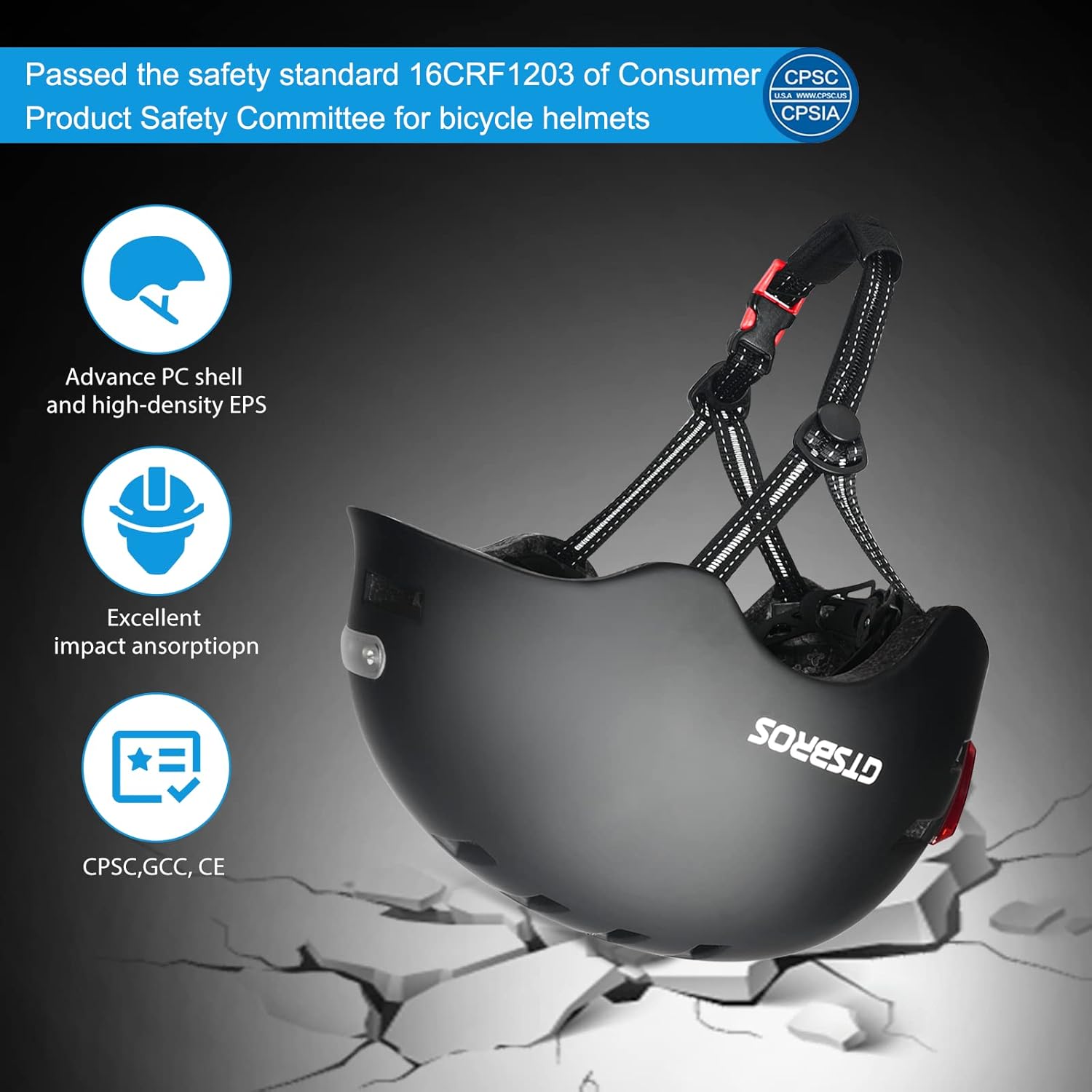 Adult Bike Helmet with LED Lights, Lightweight Adjustable Bicycle Helmet for Men Women, Safety Certified Cycling Helmet for Urban Commuting, Road Cycling, Skateboard and Scooter Riding