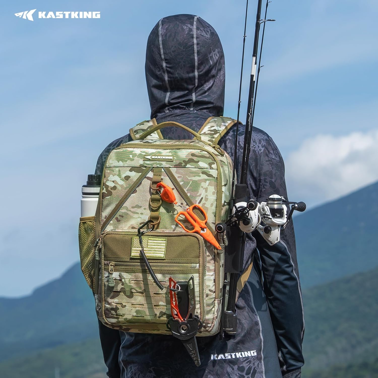 KastKing KastMate Fishing Backpack With 2 Rod Holders, Khaki Camo