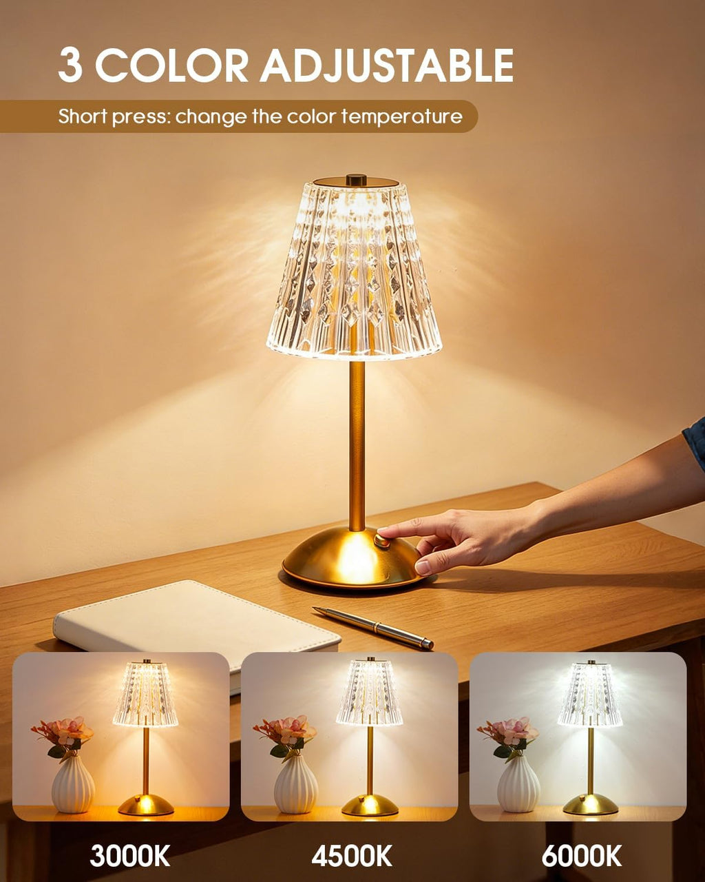 Cordless Touch Table Lamp, Classic Edition Rechargeable Small Desk Lamp