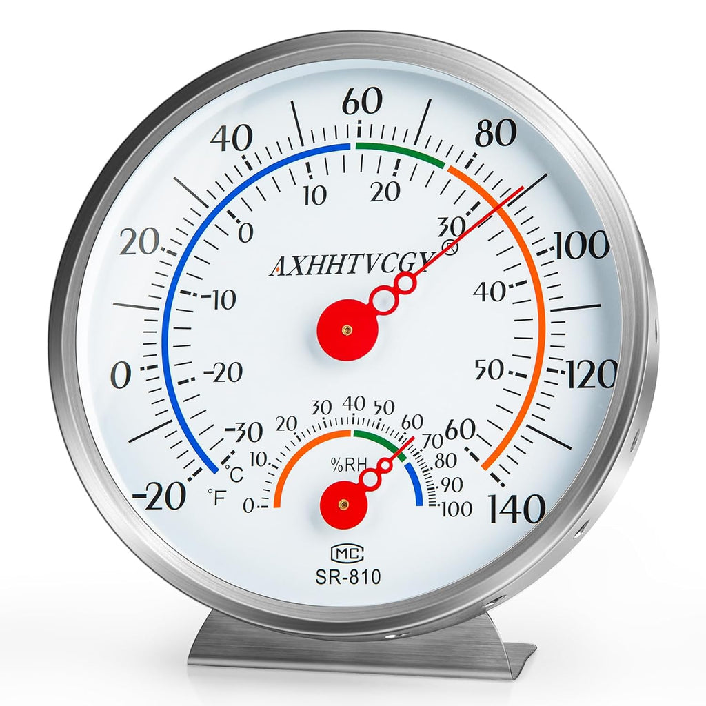 Indoor Outdoor Thermometer Hygrometer, Large Dial