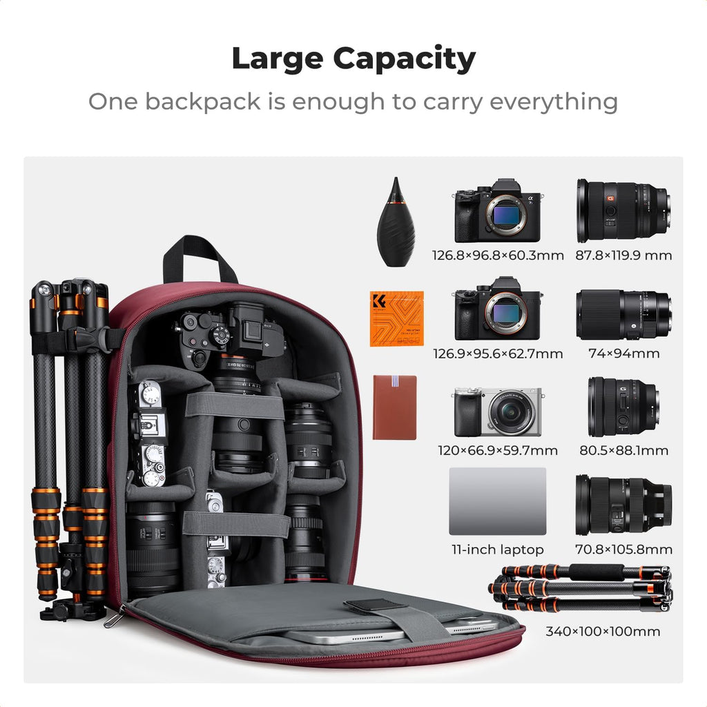 K&F CONCEPT Camera Backpack, DSLR/SLR/Mirrorless Photography Camera Bag