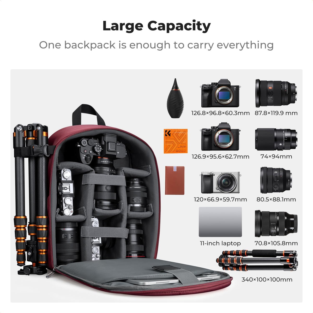 K&F CONCEPT Camera Backpack, DSLR/SLR/Mirrorless Photography Camera Bag