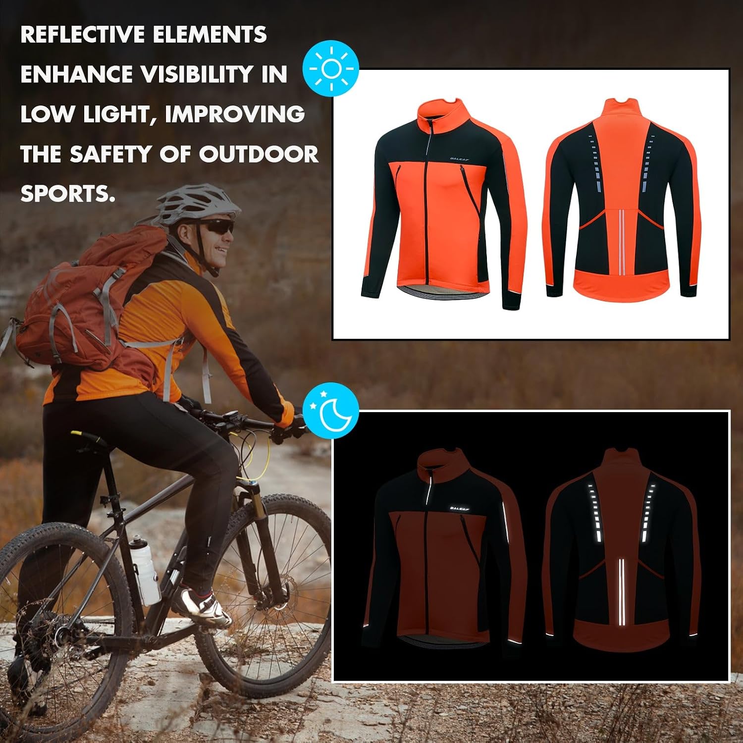 baleaf Men's Cycling Winter Jacket Windproof Softshell Thermal Warm Pockets