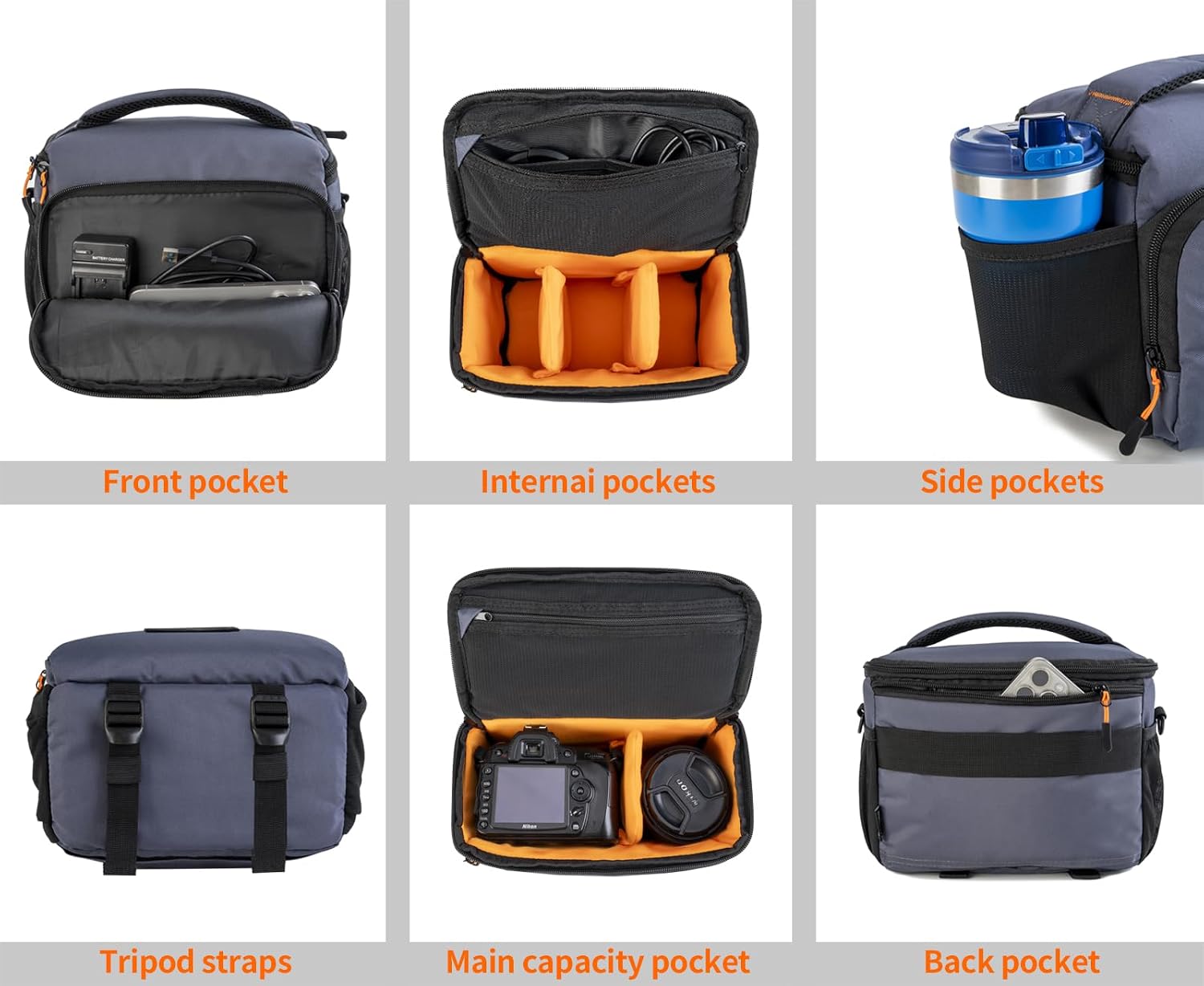 Vogano Camera Bag, Protective Covers Photography Shoulder Bag Compatible for Nikon, Canon, Sony DSL/SLR/Mirrorless Equipment Travel Waterproof