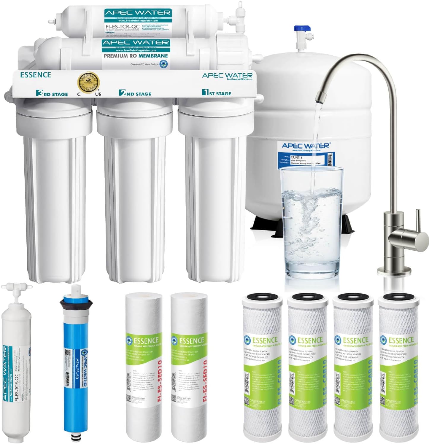 APEC Water ROES-50X, 5-Stage Under Sink RO System, Extra Filters, 50 GPD