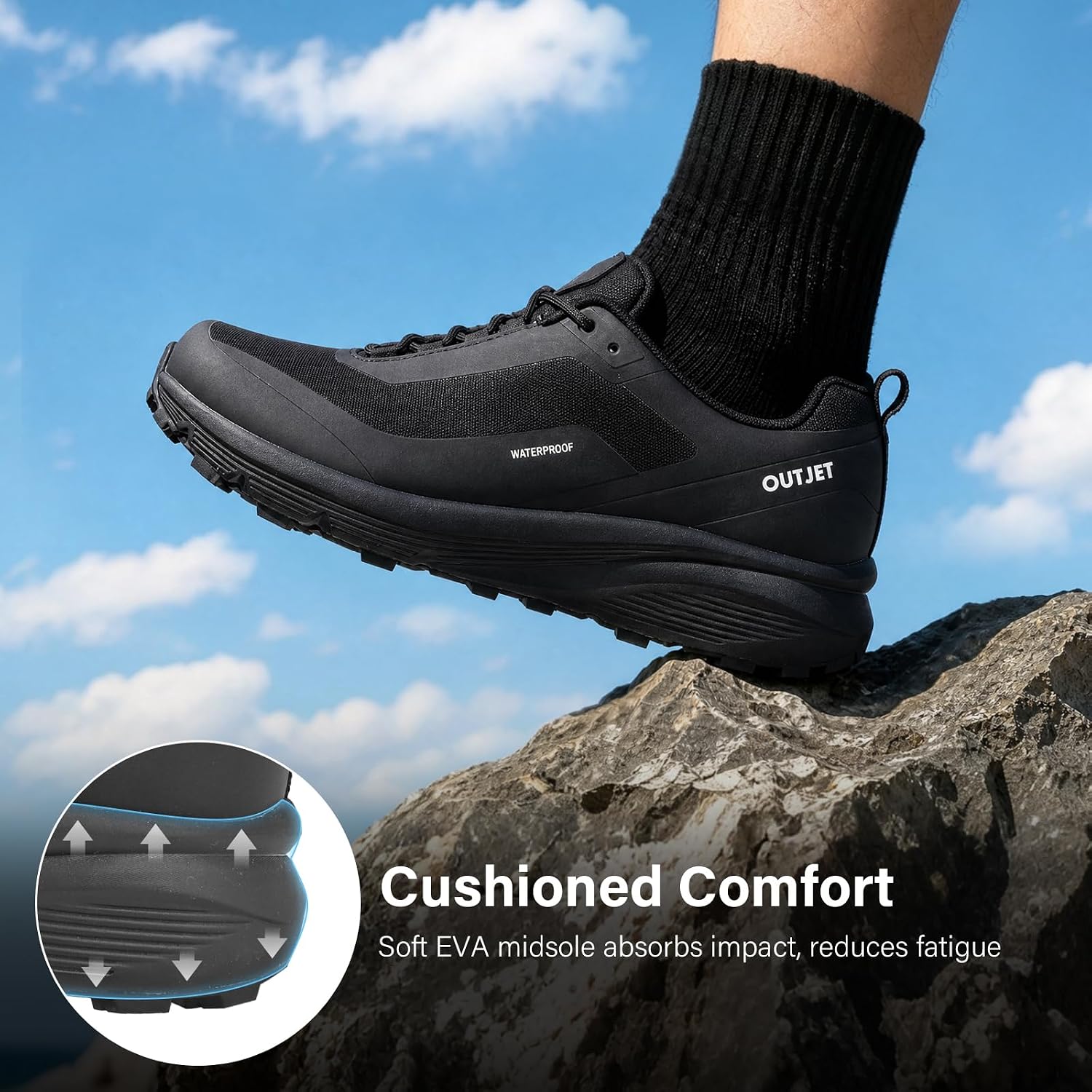 Men's Waterproof Hiking Shoes Lightweight Breathable Anti Slip Outdoor Shoes