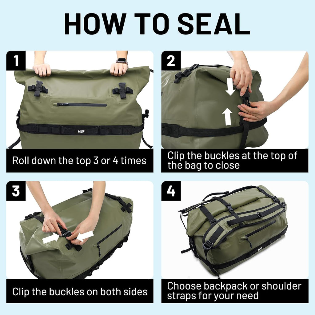 MIER Large Waterproof Duffel Bag - 60L/80L Dry Bag Backpack