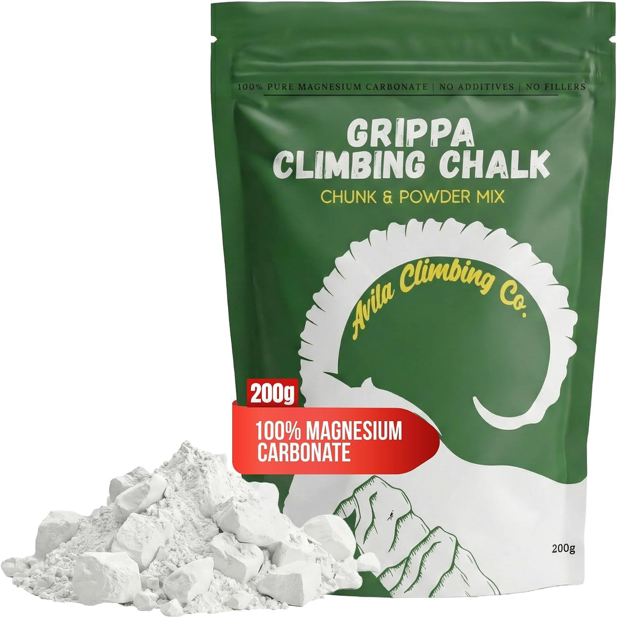 Climbing Chalk 200g, Pro Friction Gymnastics Chalk 100% Magnesium | Non-Toxic Grip for Lifting, Rock Climbing, Gym & Weights! Long Lasting & Skin Friendly