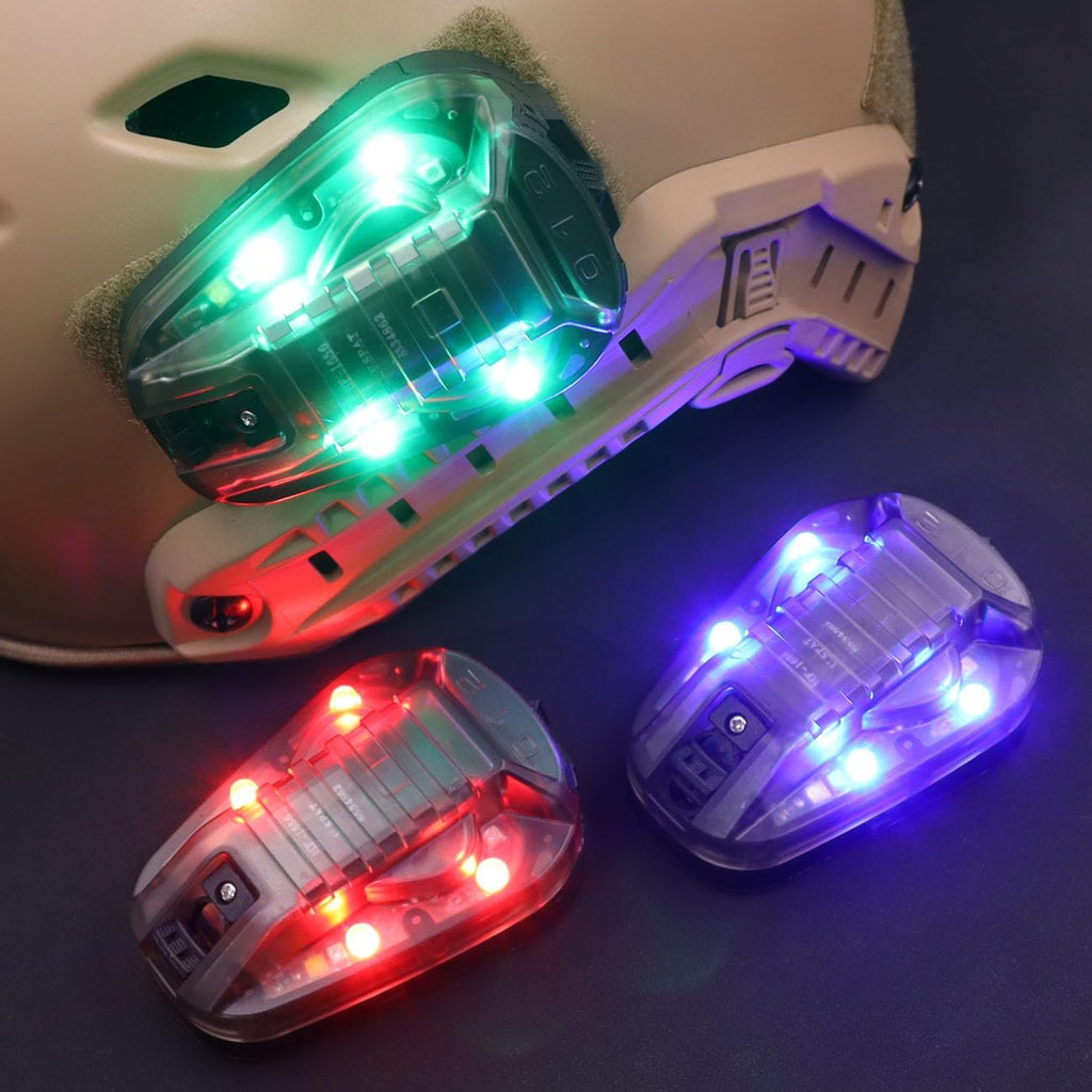 Tactical IR Strobe Helmet Light Military Identification Lights with Visible LED + White Strobe Survival Signal (Black-Green)