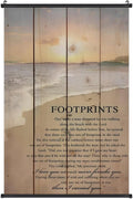 Footprints in the Sand Religious Canvas Wall Art Posters, Inspirational Beach Sunset Poem Print Poster (Black Axis 24x36inch, Footprints(1))